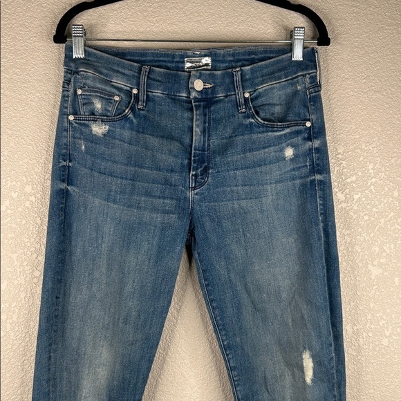 Mother The Looker in Graffiti Girl Classic Denim Distressed Skinny Jeans Size 29 - Picture 2 of 10